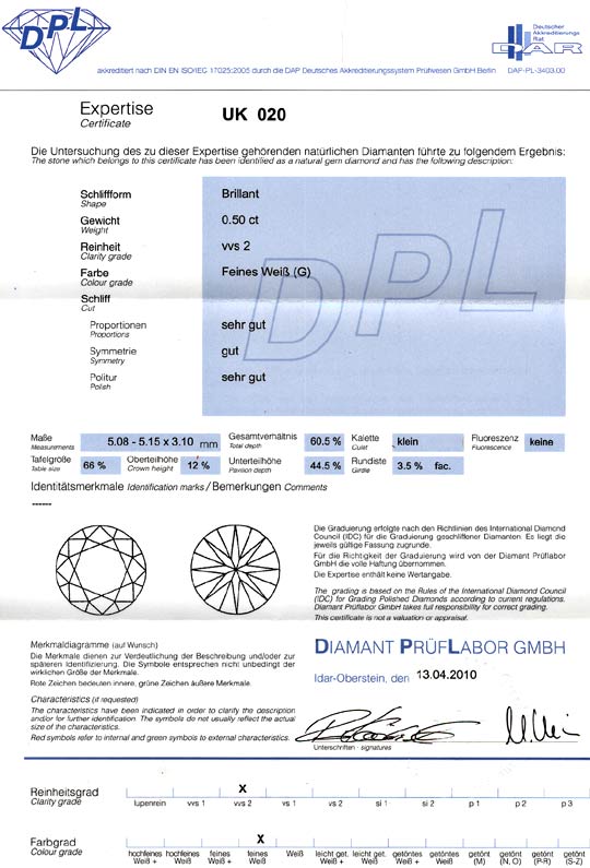 Foto 9 - Diamant 0,50 Brillant DPL Zertifikat VVS2 Top Wesselton, D6077
