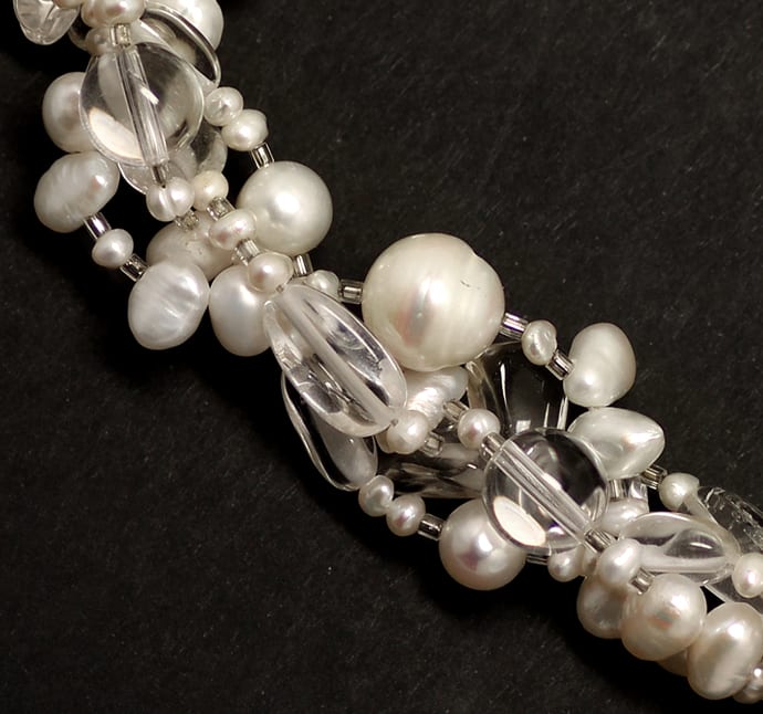 Foto 2 - Halskette mit Perlen und Kristallkugeln 925er Verschluss, Q1174