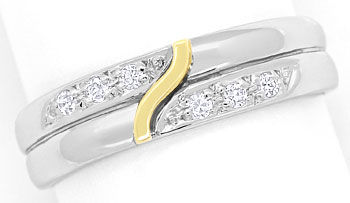 Foto 1 - Weißgold-Ring Gelbgold Verzierung 0,09ct Diamanten 14K, R8539