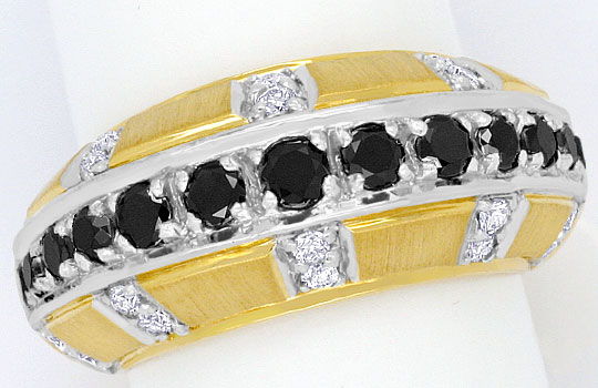 Foto 2 - Diamantgoldring Weisse und Schwarze Brillanten 18K Z385, S2385